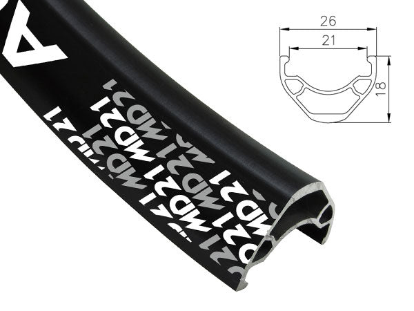 ALEXRIMS MD21 MTB-/Trekkingfelge, H. Disc, Konus 18 mm, 27,5 Zoll 584 x 21, 36 Löcher, Kappe, Schwarz, Gewicht 470 g