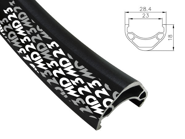 ALEXRIMS MD23 MTB-/Trekkingfelge, H. Disc, Konus 18 mm, 27,5 Zoll 584 x 23, 32 Löcher, Kappe, Schwarz, Gewicht 500 g