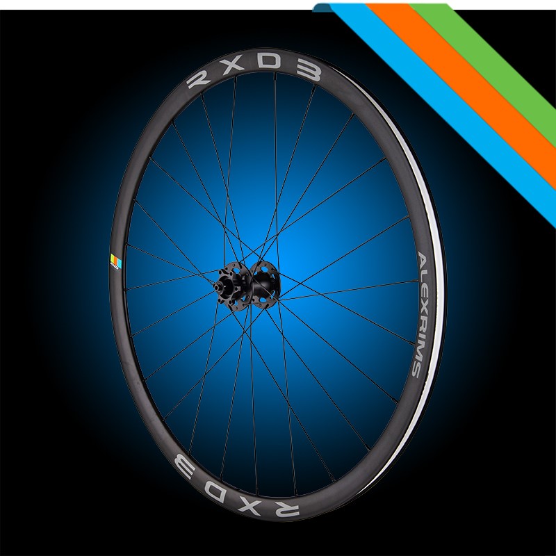 ALEXRIMS RXD3 Straßenräder, H. IS-Scheibe, Starrachse 12X100/R12X142, Konus 30 mm, 700C 622-19, TRS, Aluminium, konifizierte Speichen, Gewicht 1550 g