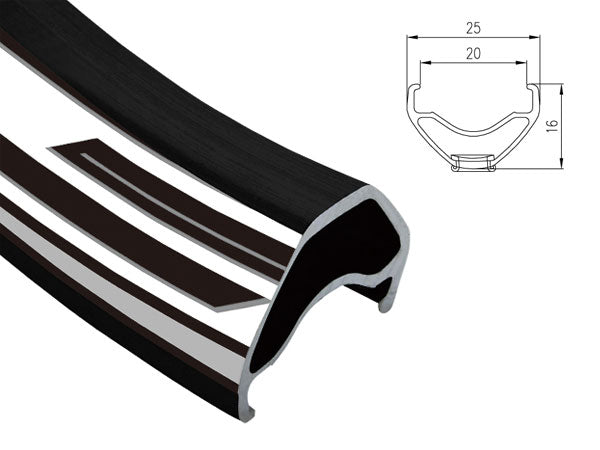 ALEXRIMS SC PRO MTB-Felge, H. Disc, Konus 22 mm, 29" 622-20, 32 Löcher, Kappe, Schwarz, Gewicht 400 g