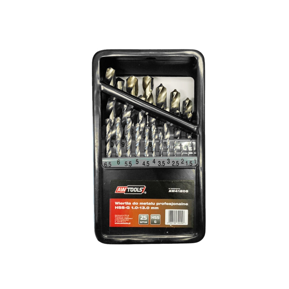 AWTOOLS METALLBOHRER HSS-G SET 25-tlg. /1,0-13,0mm/