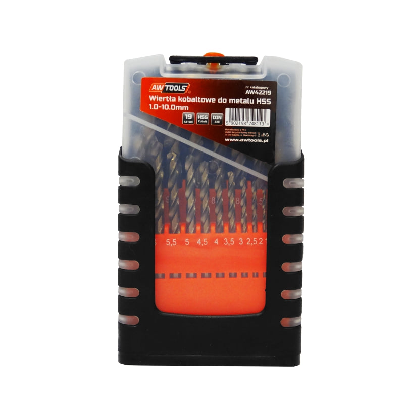 AWTOOLS METALLBOHRER BOHRER 1,0-10,0 mm / KOBALT / SET MIT 19 STÜCK