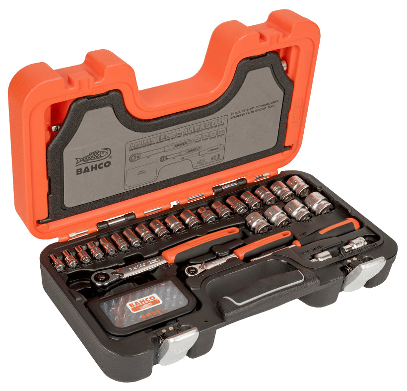 BAHCO SLIM-SCHLÜSSEL-SET 91-tlg. 3/8" 1/4"