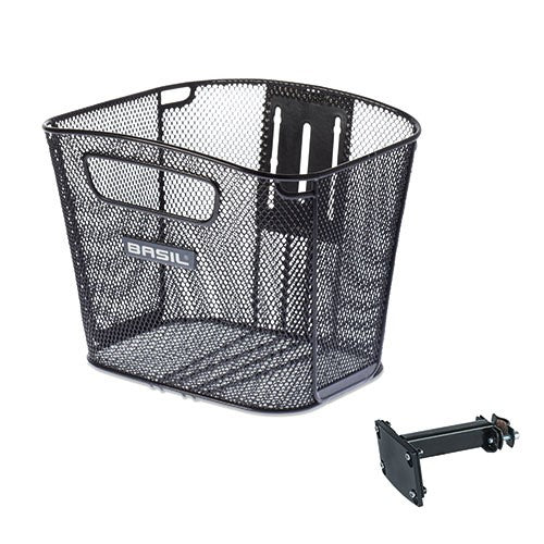 BASIL BOLD + FIXED MOUNTED STEMHOLDER vorderer Lenkerkorb, nicht abnehmbar, Stahl, schwarz