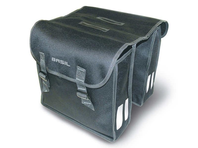 BASIL MARA Doppel-Citytasche 26L, Befestigung mit Riemen, wasserdicht schwarz