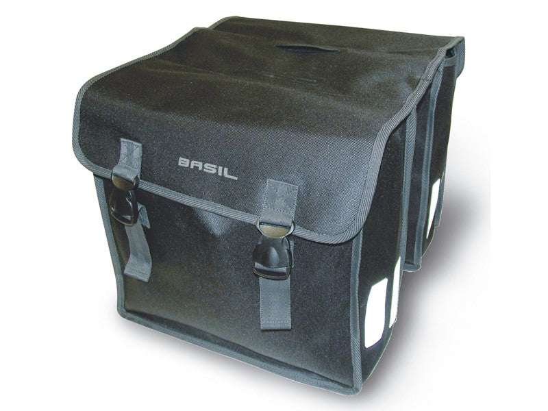 BASIL MARA XL 35L Doppel-City-Rucksack, mit Riemen befestigt, wasserdicht, schwarz