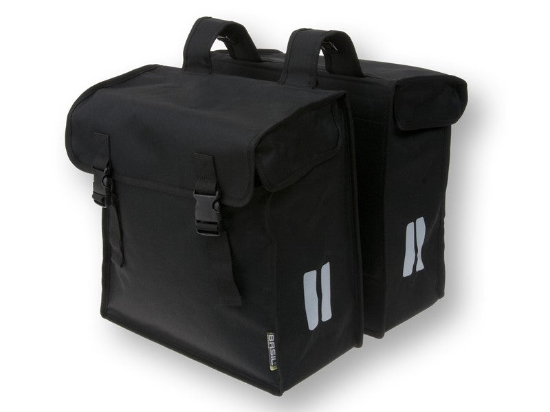 BASIL MARA XXL Doppel-Citytasche 47L, Befestigung mit Riemen, wasserdicht schwarz
