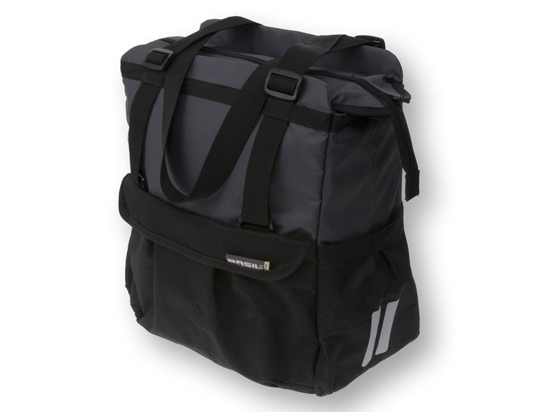 Einzelne City-Tasche BASIL SHOPPER XL 20L, Hakensystembefestigung, wasserdicht, Schwarz und Graphit