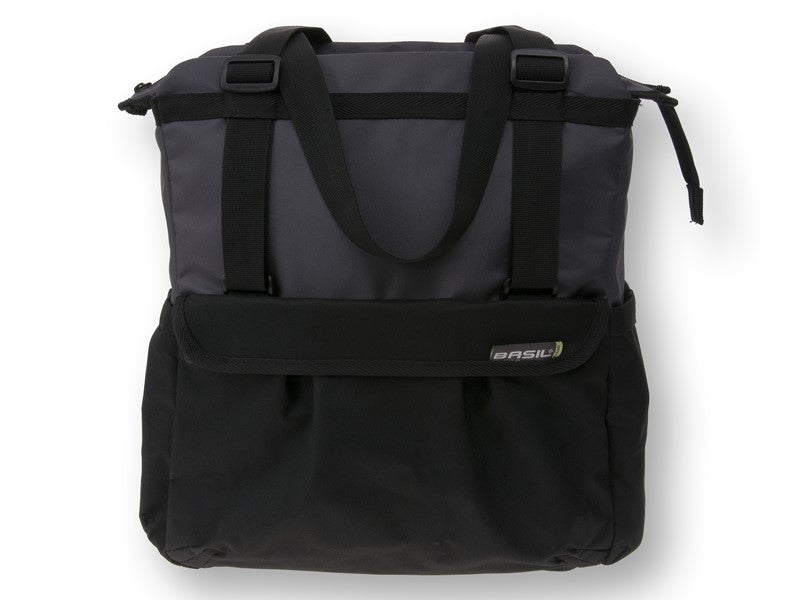 Einzelne City-Tasche BASIL SHOPPER XL 20L, Hakensystembefestigung, wasserdicht, Schwarz und Graphit
