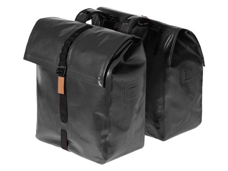 BASIL URBAN DRY DOUBLE BAG 50L, Universal Bridge System, 100 % wasserdicht mattschwarz