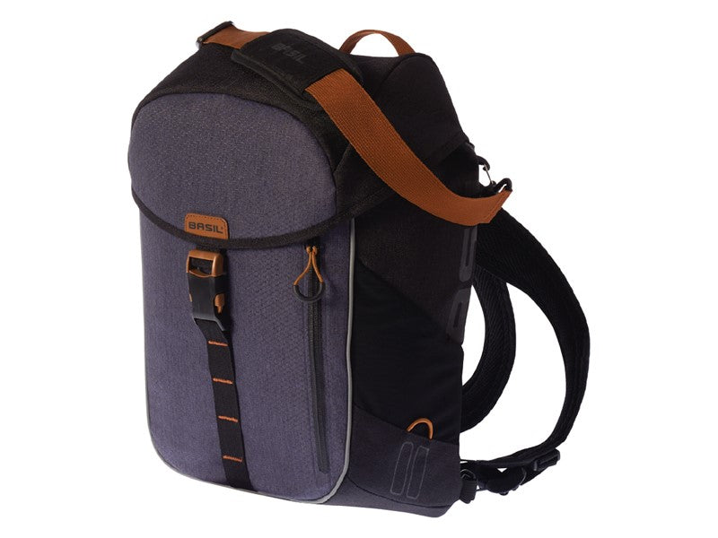 Einzelne Stadttasche BASIL MILES TARPAULIN DAYPACK 17L, Hook-On-System, 100 % wasserdicht, schwarzer Schiefer