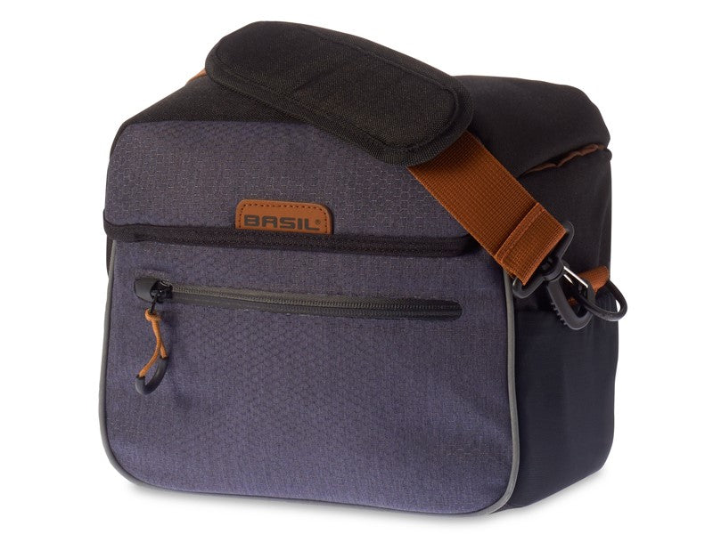 BASIL MILES LENKERTASCHE BE 6L, 100 % wasserdicht, Marineblau + BASIL BASEASY Korbmontageplatte (ohne Halterung)