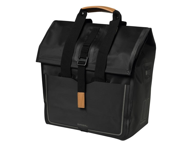 BASIL URBAN DRY SHOPPER 25L einzelne Stadttasche, Hook-On-System, 100 % wasserdicht mattschwarz