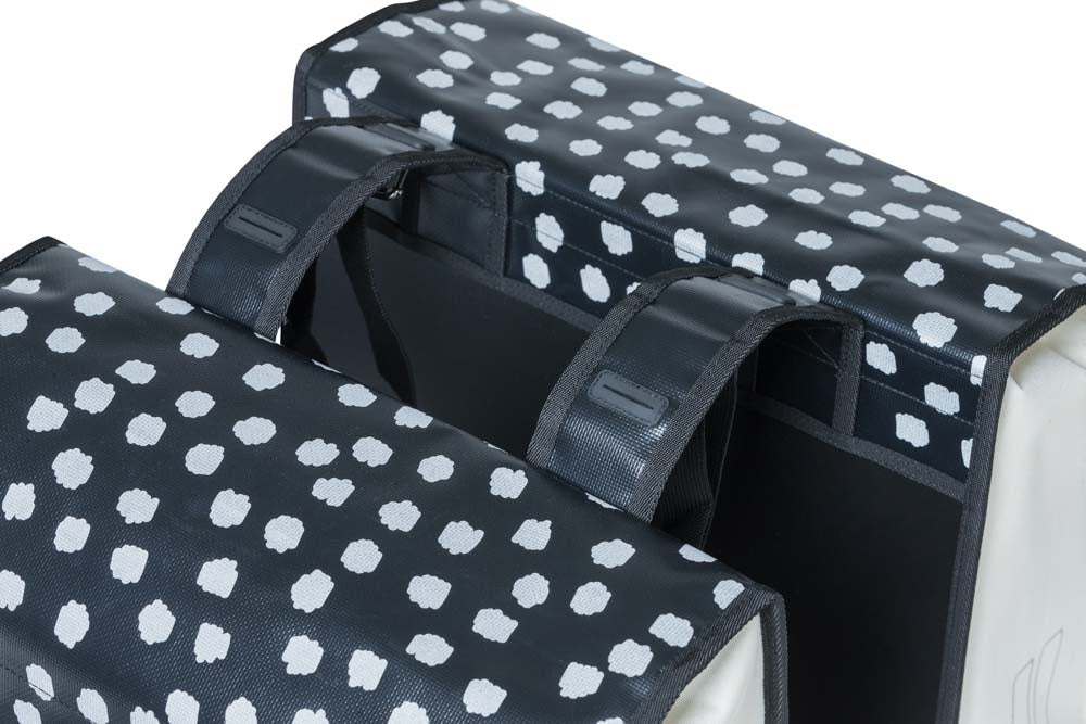BASIL URBAN LOAD DOPPELTASCHE 48-53L, Universal Bridge System, 100 % wasserdicht, schwarz reflektierend/schwarz