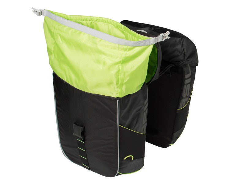 BASIL MILES TARPAULIN DOPPELTASCHE 34L, Universal Bridge System, 100 % wasserdicht, Schwarzkalk