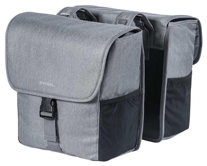 BASIL GO DOUBLE BAG 32L, Universal Bridge System, grau melee