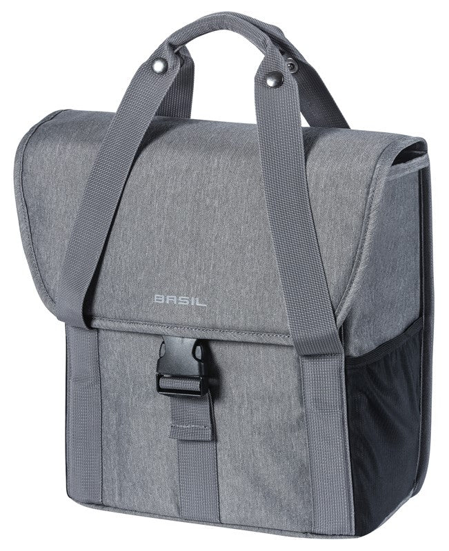 BASIL GO SINGLE BAG 16L, Hakensystem, grau meliert