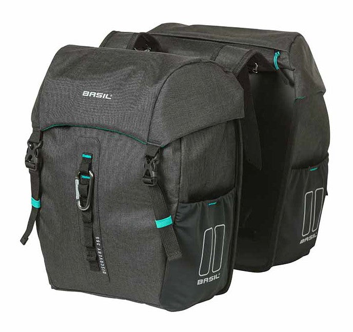 BASIL DISCOVERY365D DOPPELTASCHE M 18L, Universal Bridge System, wasserdicht schwarz melee