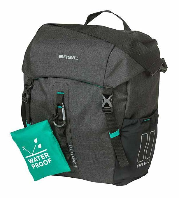 BASIL DISCOVERY 365D SINGLE PANNIER BAG M 9L, Hook-On-System, wasserdicht schwarz melee
