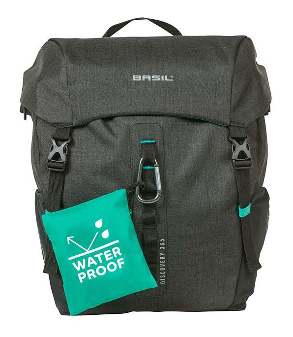 BASIL DISCOVERY 365D SINGLE PANNIER BAG M 9L, Hook-On-System, wasserdicht schwarz melee