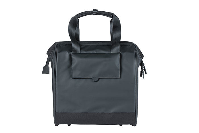 Einzelne Citytasche BASIL GRAND TARPAULIN BICYCLE SHOPPER 23L, Hook On System, wasserdicht schwarz