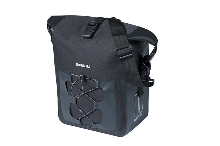 BASIL NAVIGATOR WATERPROOF SINGLE PANNIER BAG M 12-15 L, Hook-On-System, wasserdicht, schwarz