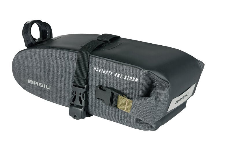 BASIL NAVIGATOR STORM SATTELTASCHE 1,5L, Befestigung mit Riemen, wasserdicht grau schwarz