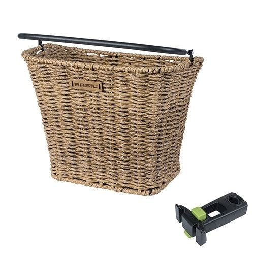 BASIL BREMEN RATAN LOOK FRONT BASKET Lenkerkorb, KF A-Head Vorbauhalter, Halterung 22,4–28,6 mm Seegras