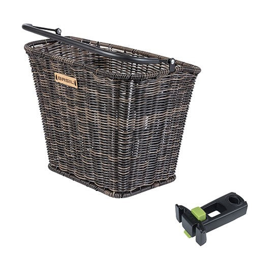 BASIL BREMEN RATAN LOOK FRONT BASKET Lenkerkorb, KF A-Head Vorbauhalter, Halterung 22,4–28,6 mm Seegras