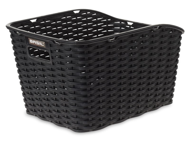 BASIL WEAVE WP Gepäckträgerkorb, synthetisches Rattan, schwarz