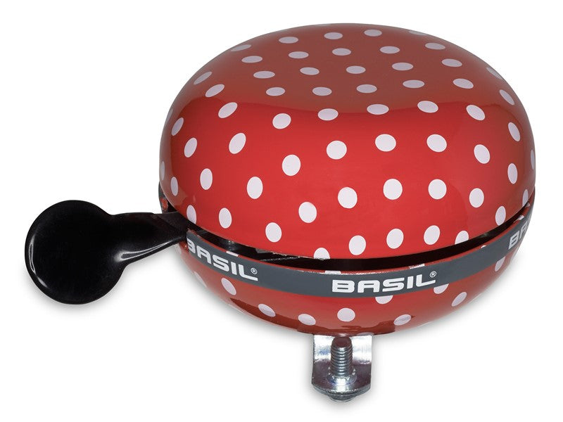 BASIL BIG BELL POLKADOT Fahrradklingel 80mm, rot/weiße Punkte