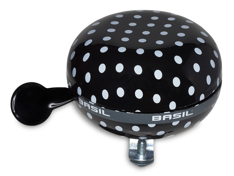 BASIL BIG BELL POLKADOT Fahrradklingel 80mm, schwarz/weiße Punkte