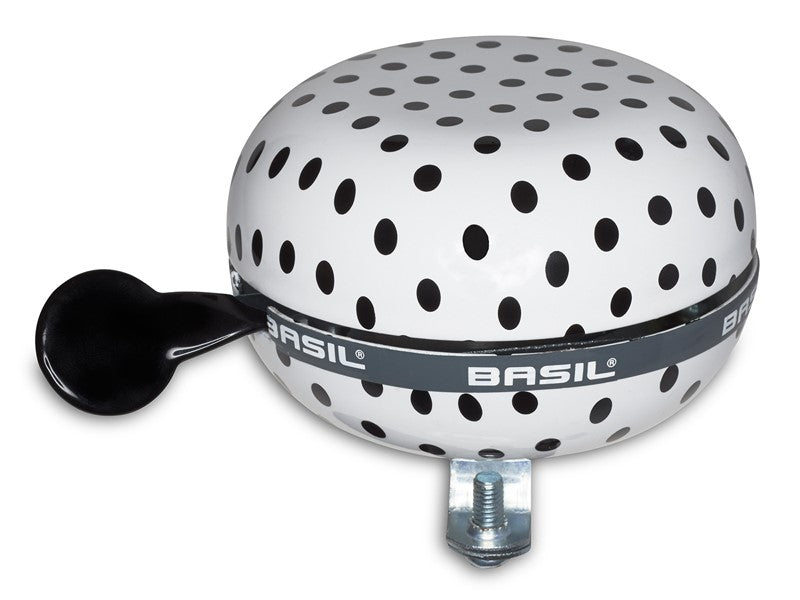 BASIL BIG BELL POLKADOT Fahrradklingel 80mm, weiß/schwarze Punkte