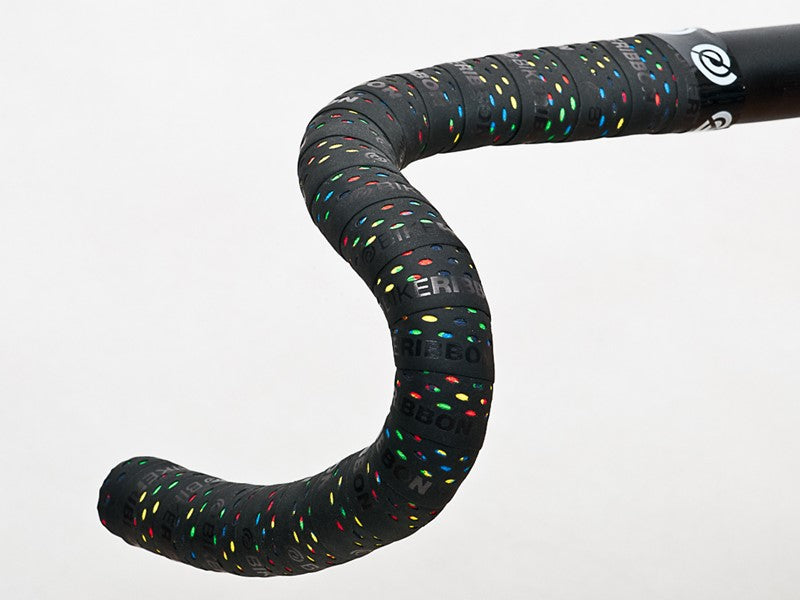 BIKE RIBBON COLORDROPS Lenkerband, 3,0 mm dick, schwarz und mehrfarbig
