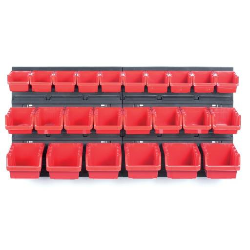 KISTENBERG WERKSTATTBRETT MIT LKW SCHWARZ 80x40cm 2ST + 24 BEHÄLTER NTBNP2 ROT
