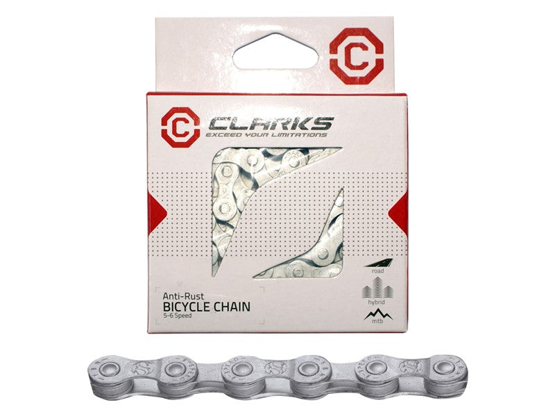 CLARKS C10AR Fahrradkette, 10-fach, 116 Glieder, 1/2"x11/128", Glieder, Korrosionsschutz, Silber