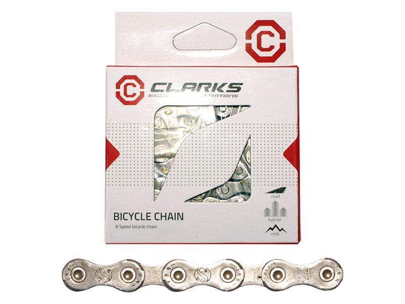 CLARKS C8 Fahrradkette, 8-Gang, 116 Glieder, 1/2"x3/32", Glieder, Standard, Straße/MTB, Dunkel