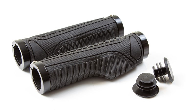 CLARKS CE-312 Lenkergriffe, LOCK-ON, ergonomisch, schwarz, schwarze Aluminiumringe