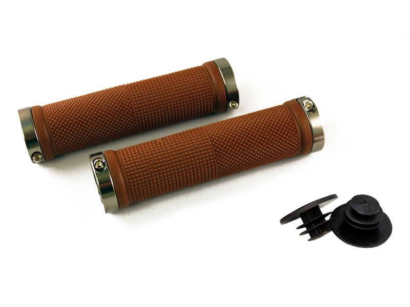 CLARKS CLO-201 Lenkergriffe, LOCK-ON, braun, grau eloxierte Aluminiumringe