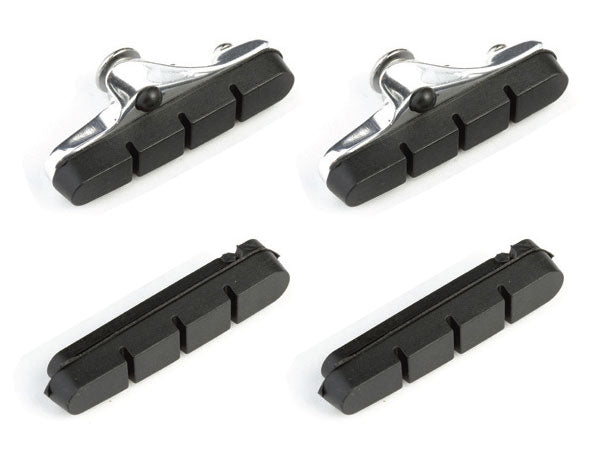 CLARKS CP240 Bremsbeläge für Shimano/Campagnolo, 52 mm, Aluminiumgehäuse, Trockene Bedingungen, Straße, Schwarz + 2x zusätzliche Einsätze