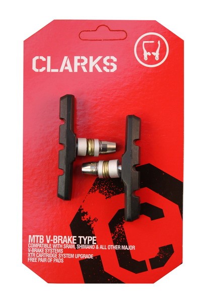 CLARKS CP510 Bremsbeläge, 70 mm, trockene Bedingungen, MTB, V-Bremse, Box mit 25 Paar, schwarz