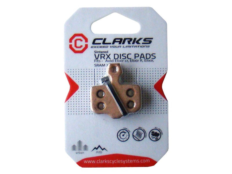 CLARKS Bremsbeläge für AVID/SRAM (Avid Elixir 1, 3, 5, 7, Elixir R, Elixir CR, Sram XX-XO), gesintert