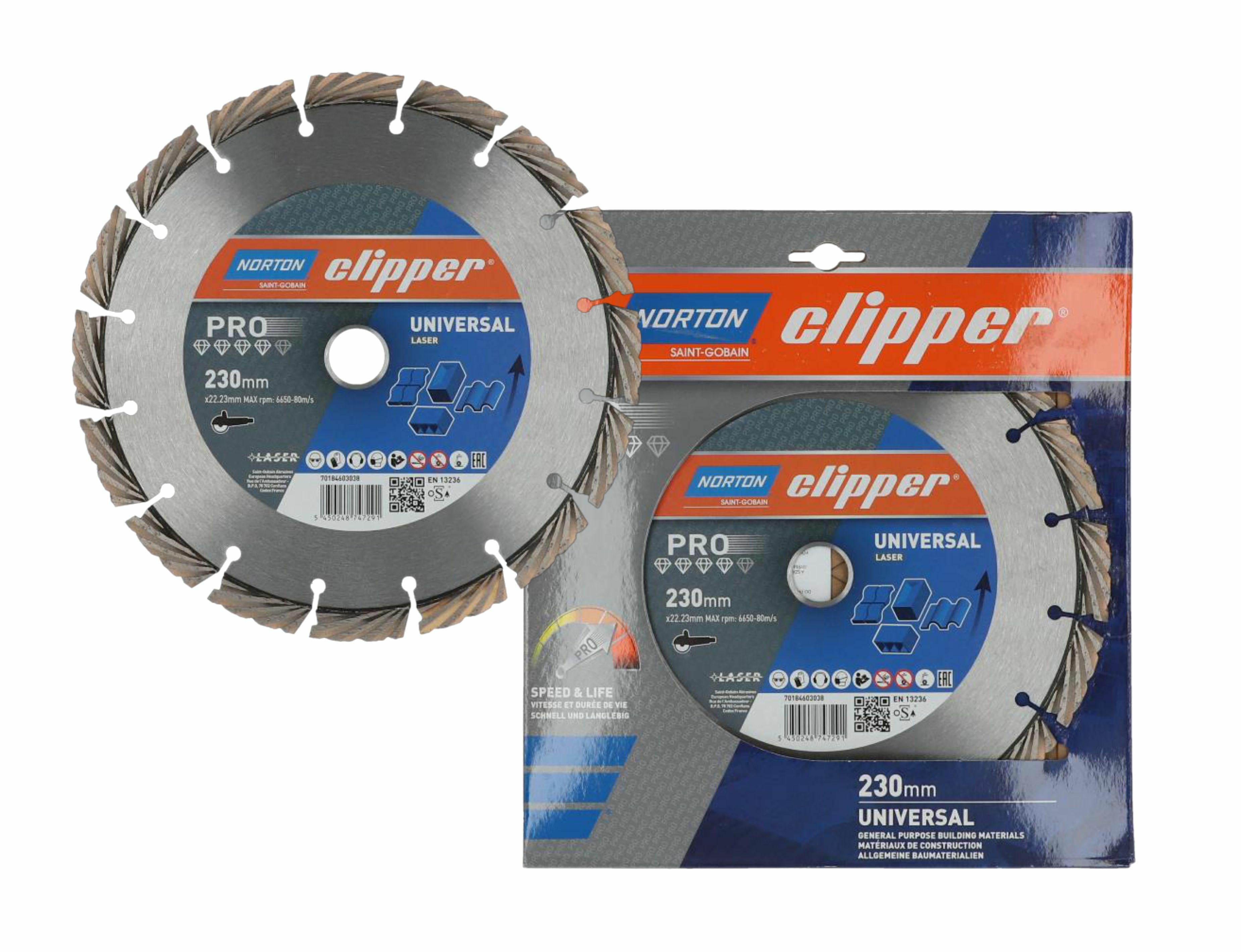 NORTON D.UNIVERSAL DISC 230 mm CLIPPER PRO UNIVERSAL LASER