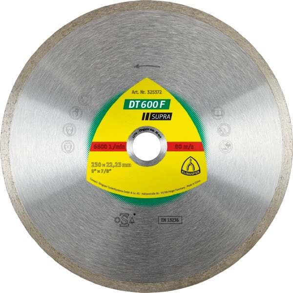 KLINGSPOR VOLLDIAMANTSCHEIBE 125 mm x 1,6 mm x 22,2 mm DT600F SUPRA, FÜR KERAMIK