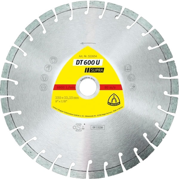 KLINGSPOR SEGMENTIERTE DIAMANTKLINGE 150 mm x 2,4 mm x 22,2 mm SUPRA DT600U, VERSTÄRKTER BETON