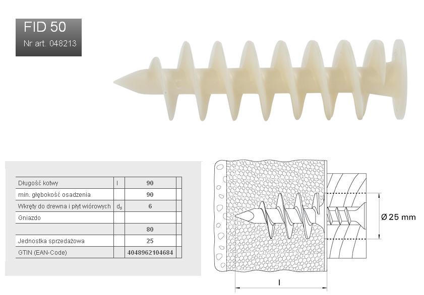 FISHER ISOLIERTE BEFESTIGUNG FID 90 25 Stk. FÜR ISOLIERPLATTEN (STYROFOAM)