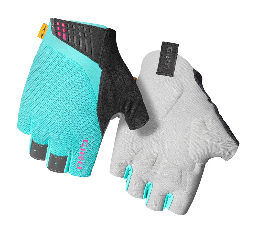 GIRO SUPERNATURAL Damenhandschuhe Kurze Fingergröße in schreiendem Blaugrün/Neonrosa. S (Handumfang 155-169 mm / Handlänge 160-169 mm)