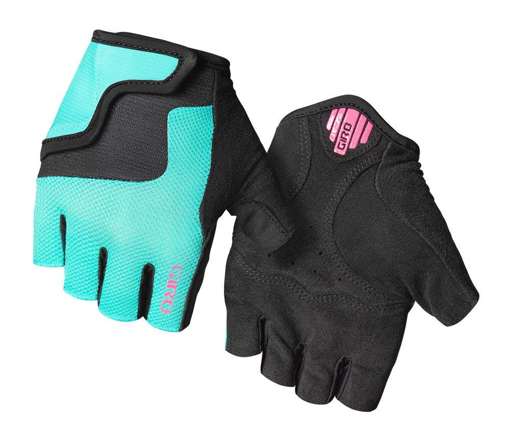GIRO BRAVO JR Junior-Handschuhe, kurze Finger, schreiendes Blaugrün, Neonrosa, Größe. L (Handumfang ab 162 mm / Handlänge ab 165 mm)
