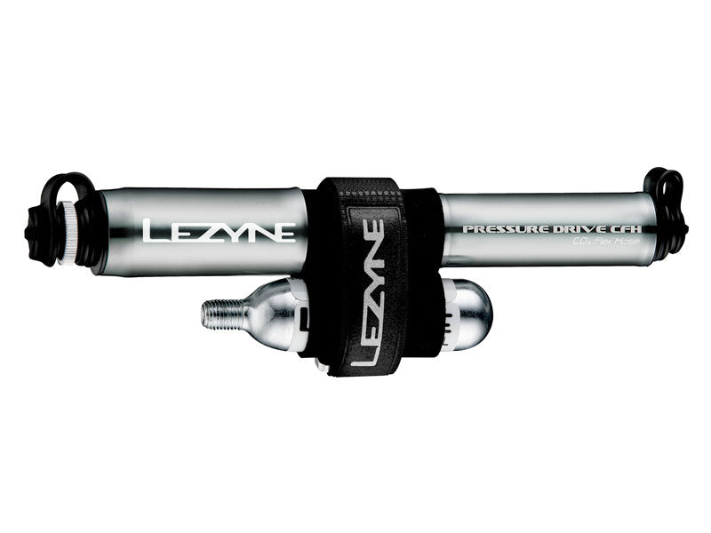 LEZYNE PRESSURE DRIVE CFH HP Handpumpe 120psi Metall-CO2-Schlauch + 1x Gaskartusche 16g Graphit