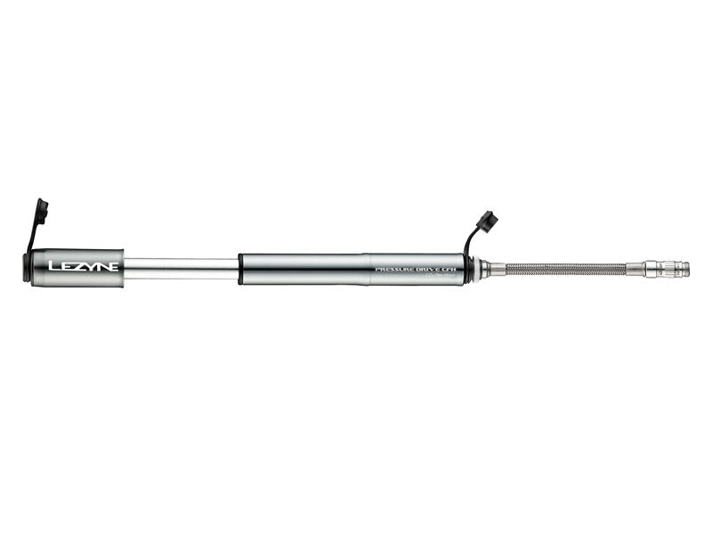 LEZYNE PRESSURE DRIVE CFH HP Handpumpe 120psi Metall-CO2-Schlauch + 1x Gaskartusche 16g Graphit